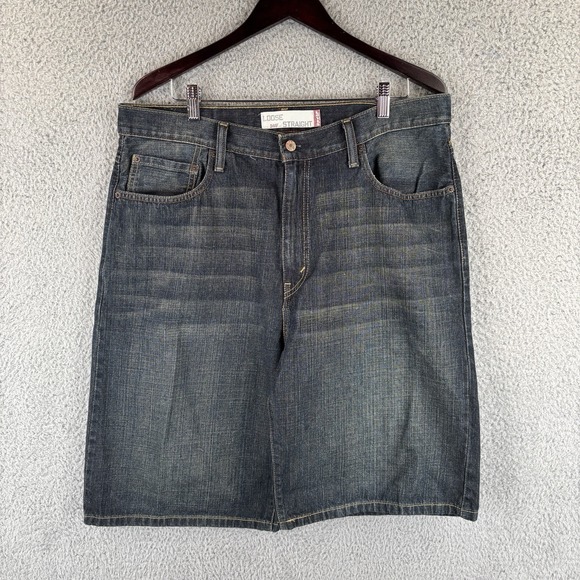 Levi's Other - Levi's 569 Loose Straight Denim Shorts Men's W36 Dark Wash Baggy Jorts Y2K
